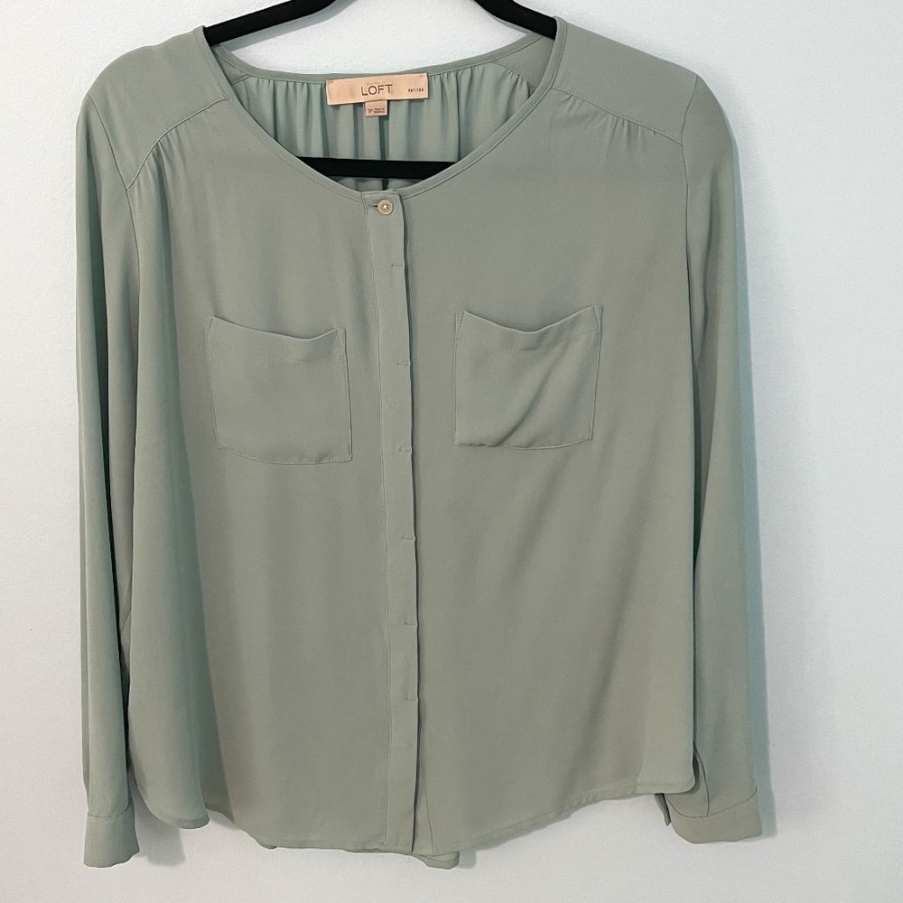 Loft light green camp blouse